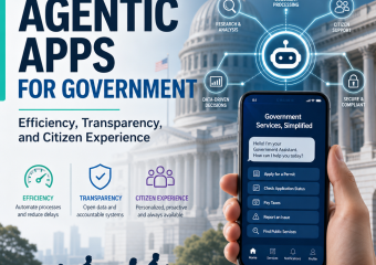 Smartphone showing a government service app promoting efficient, transparent, citizen-focused agentic apps