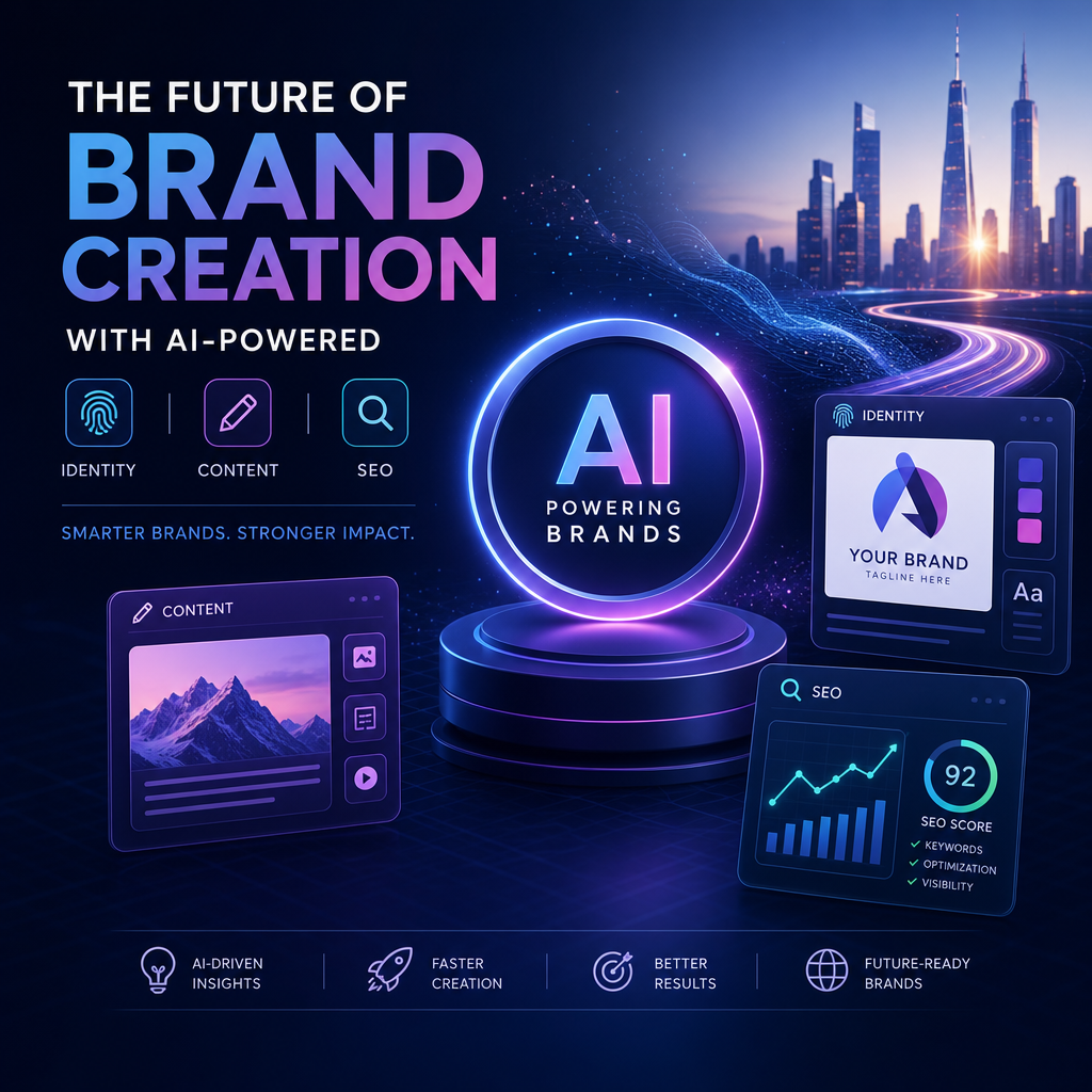 AI-powered brand creation platform for identity, content, and SEO