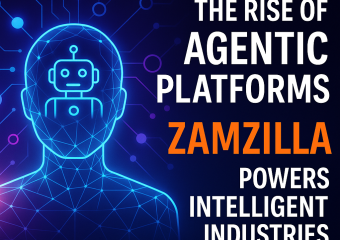 Illustration of ZAMZILLA agentic platform powering intelligent industries with connected AI workflows
